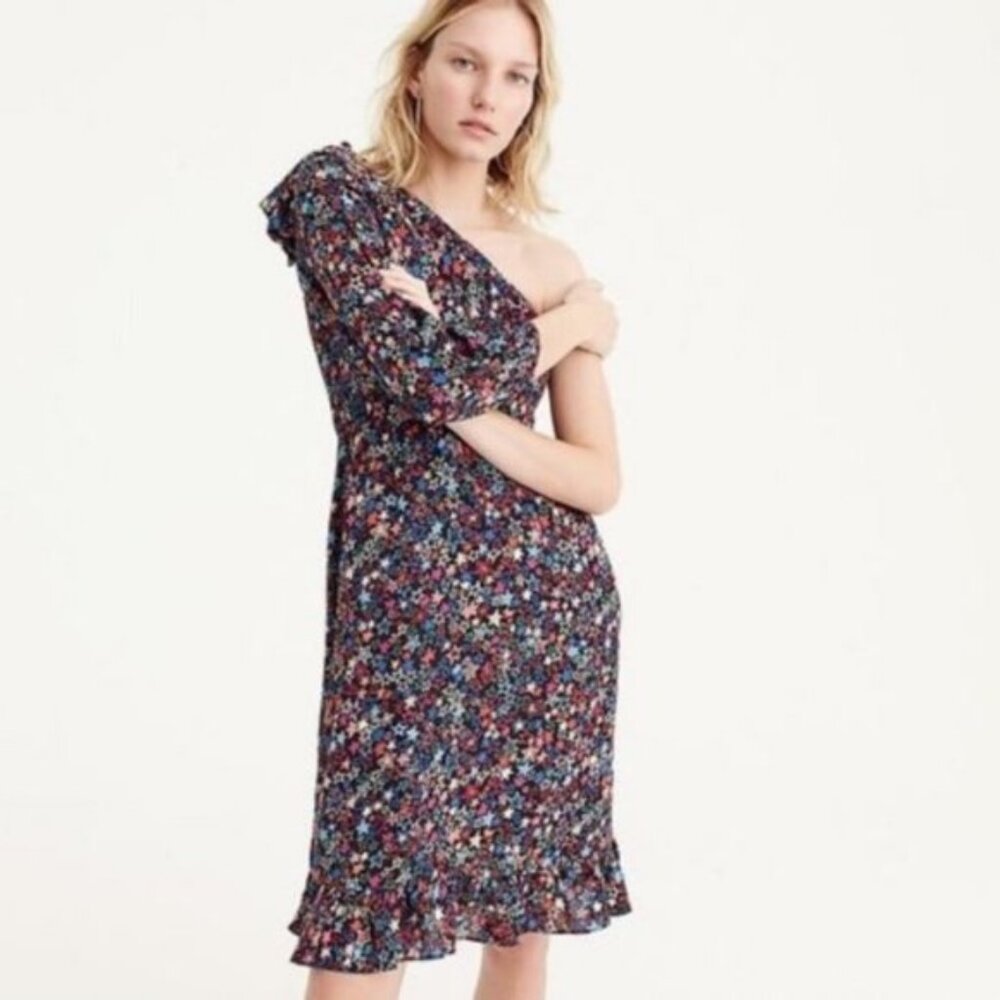 J. Crew Kaleidoscope Star Print One Shoulder Dress NWT